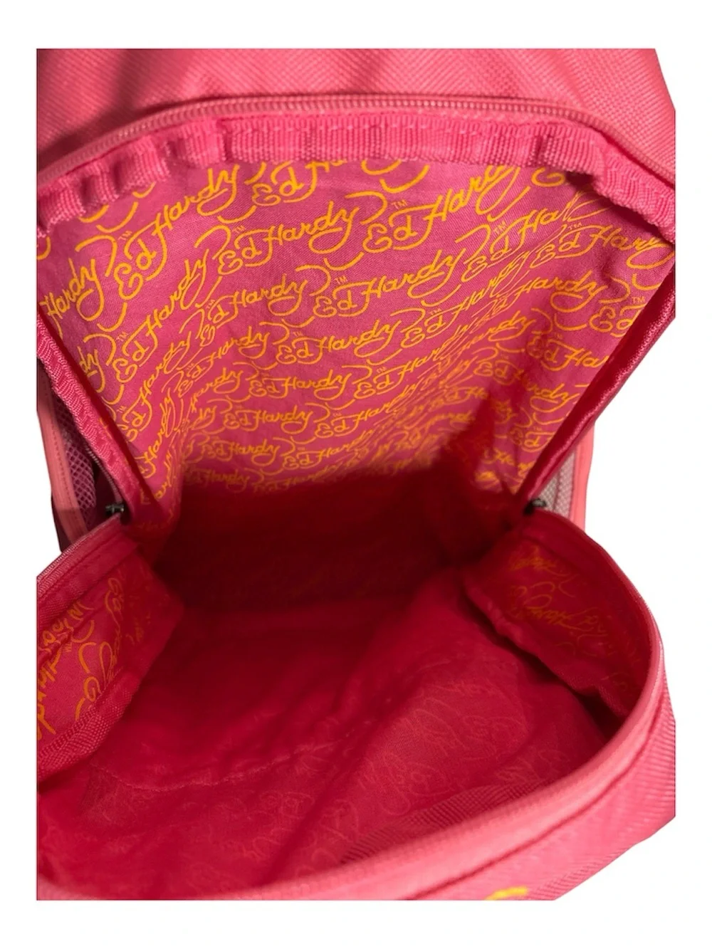 Ed Hardy Pink Geisha Rolling Backpack with Colorful Graphic